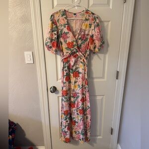 Floral Pink Wrap Maxi Dress - Unbranded